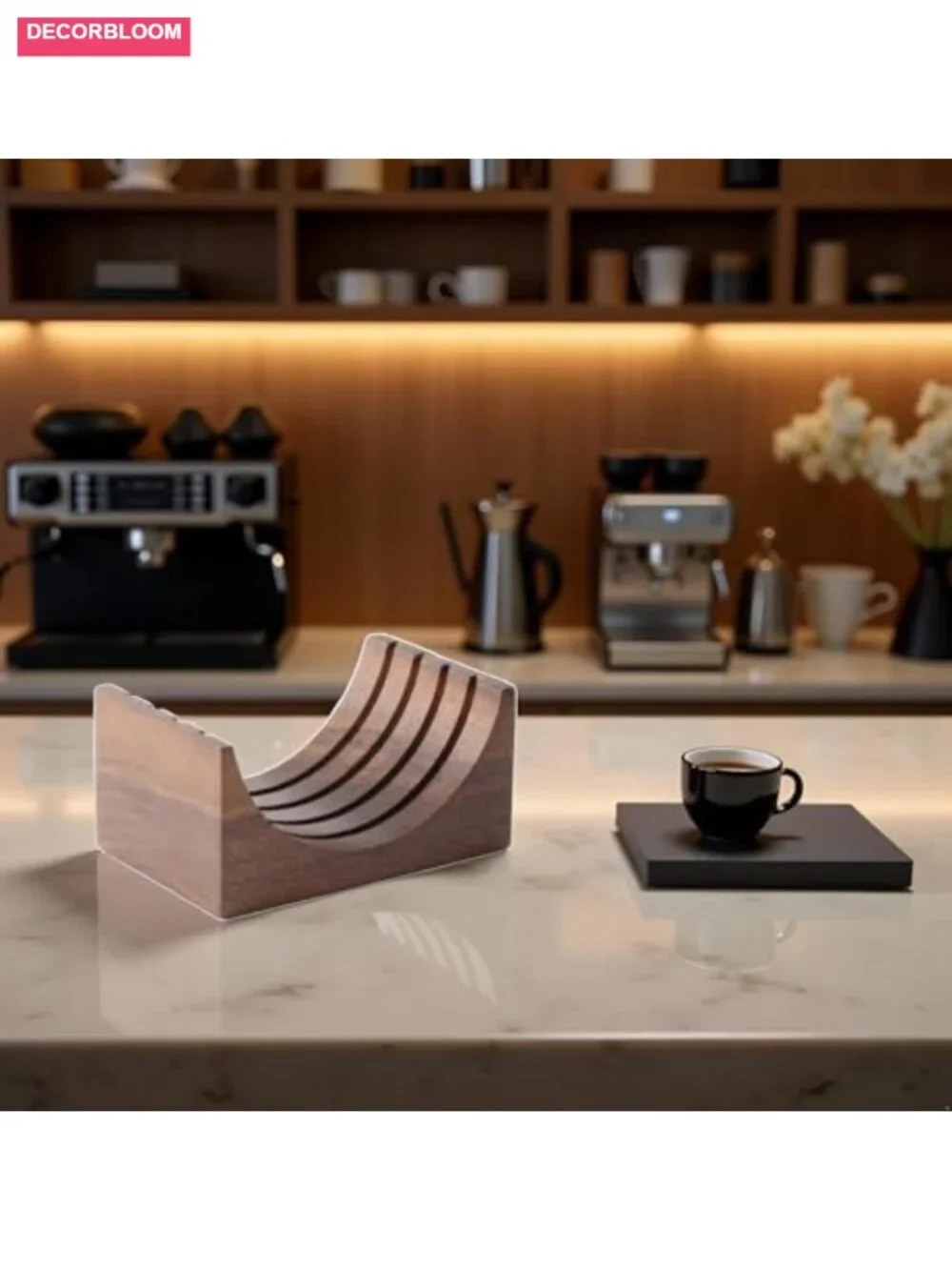 Espresso Puck Screen Holder Walnut Wood Stand for 51/53/58mm Reusable Filters